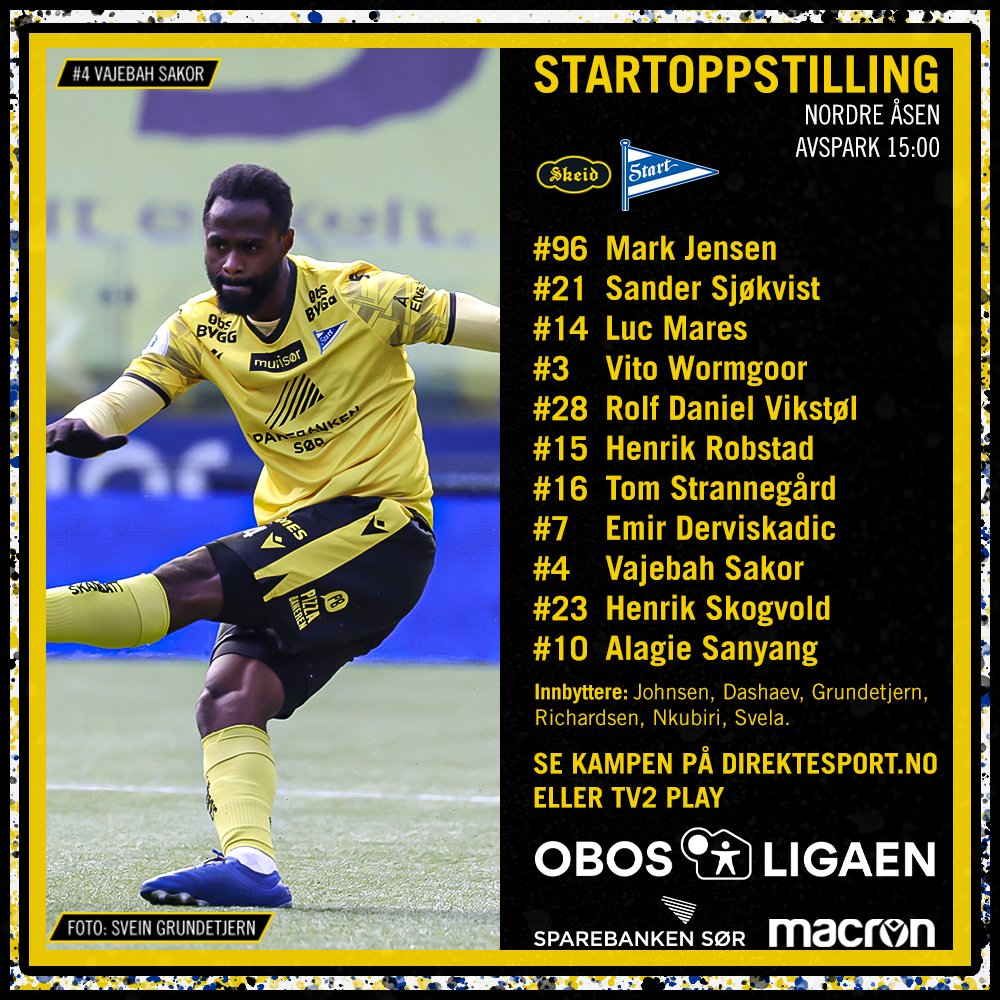 Vajebah Sakor fra start mot Skeid / Start